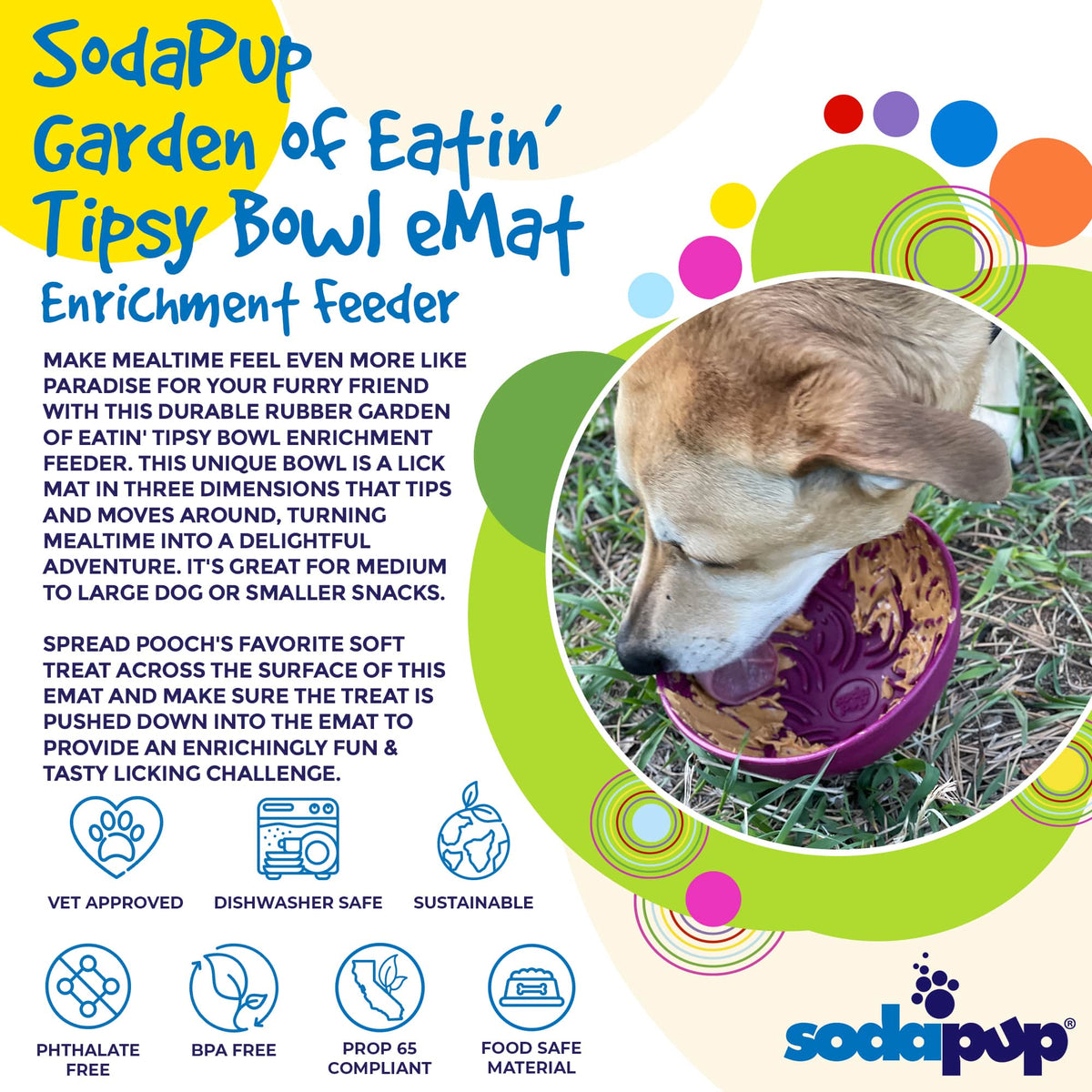 Garden of Eatin' Tipsy Bowl - Wobble Lick Mat for Dogs & Cats | USA Made