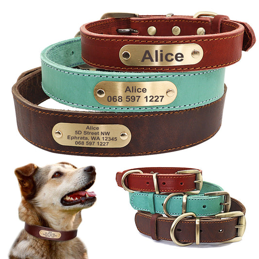Personalized Dog Collars with Nameplate ID Tags for Medium Large Dogs