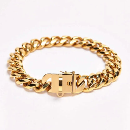 Cuban Link Chain Dog Collar - Gold