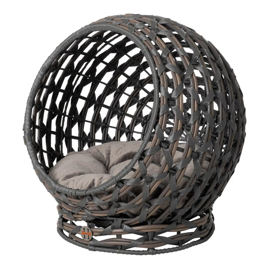 Huntley Pet Hemisphere Rattan Pet Bed, Elevated With Cushion