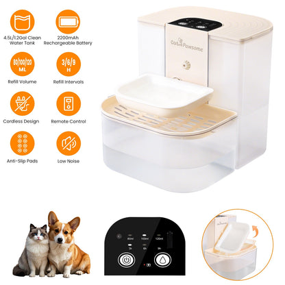 Smart Pet Water Fountain Automatic Cat Water Dispenser 4.5L Cordless Rechargeable Dog Water Fountain Self-Refill with 3 Adjustable Volume 3 Time Inter