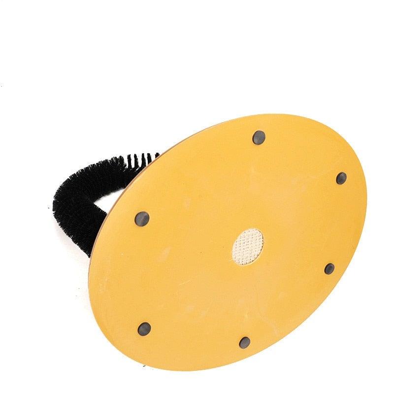 Comfortable Arch Cats Massager Pet Cat Itching Grooming Supplies Round Fleece Base Kitten Toy Scratching Device Brush For Cat Arch Self Grooming and Massaging Brush Toy Pet Scratcher Pads Hair Cleaner