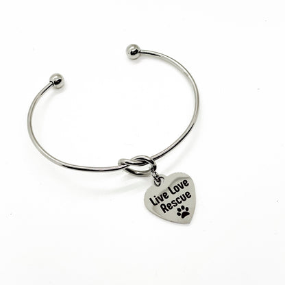 Pet Lover Gift, Live Love Rescue Charm Bracelet, Pet Owner Gift, Dog Owner Gift, Cat Owner Gift, Rescue Pet Owner, Pet Adoption Gift For Her